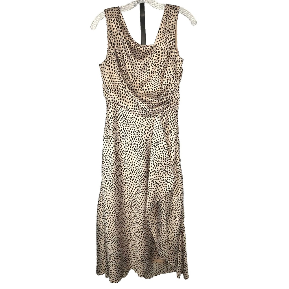 Women's Just Taylor sleeveless midi dress size 2 cream black faux‎ wrap romantic